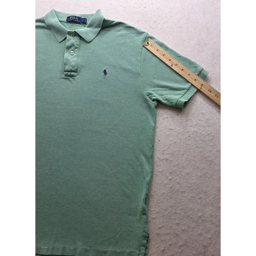 Polo Ralph Lauren Men's Light Green w Blue Pony Short Sleeve Polo Shirt. Size L